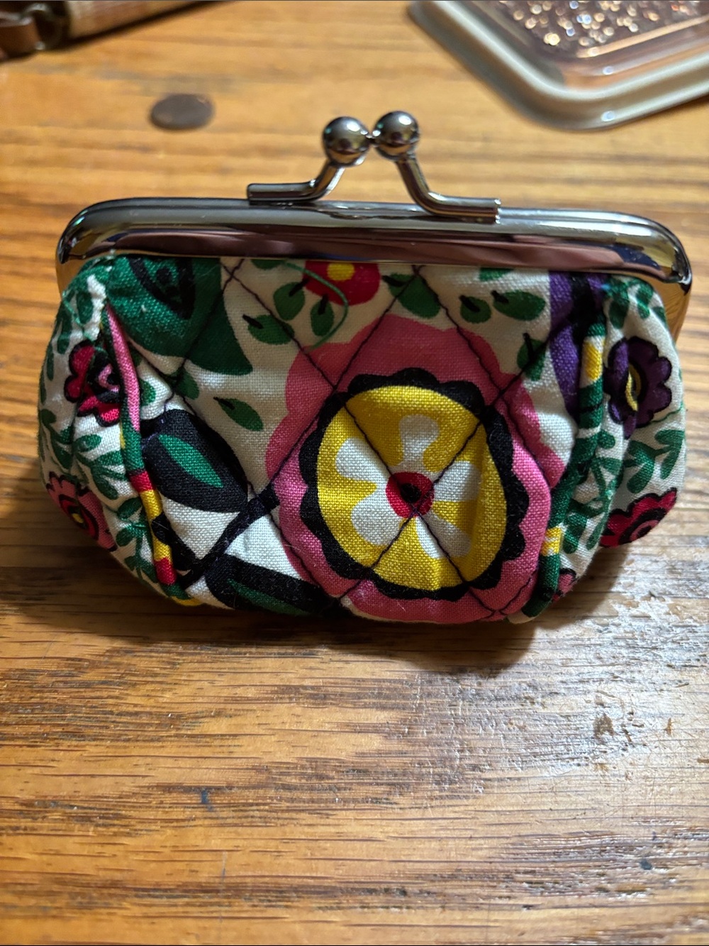 Vera BradlyFloral Quilted Kiss-Lock Coin Purse - Pink, Yellow, Green
